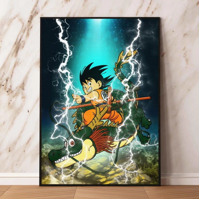 Poster Dragon Ball Goku Petit sur Shenron