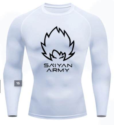 T-shirt Compression Long Saiyan Army (Blanc)