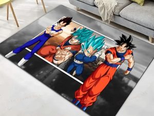 Tapis Dragon Ball Goku & Vegeta Super Saiyan Bleu